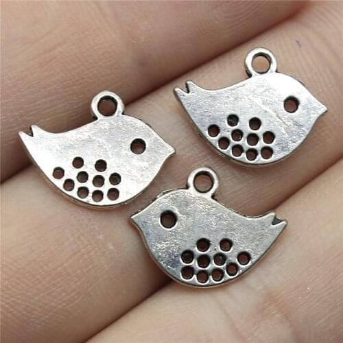WYSIWYG 30pcs 16x13mm Charms Double Sided Lovey Bird Antique Making Pendant Vintage DIY Handmade Jewelry