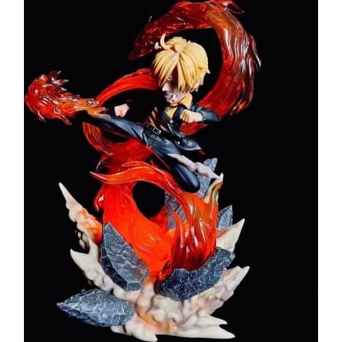 Japan Anime One Piece Vinsmoke Sanji Battle Edition Can Emit Light PVC Figure Figurine 22cm Toy Model Statue New With Box
