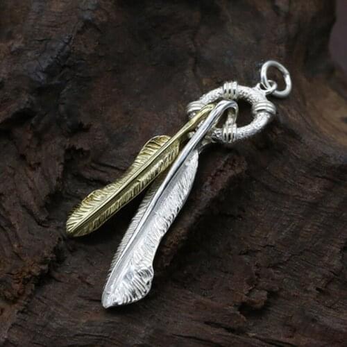 925 sterling silver jewelry Takahashi Goro necklace pendant new golden feather pendant