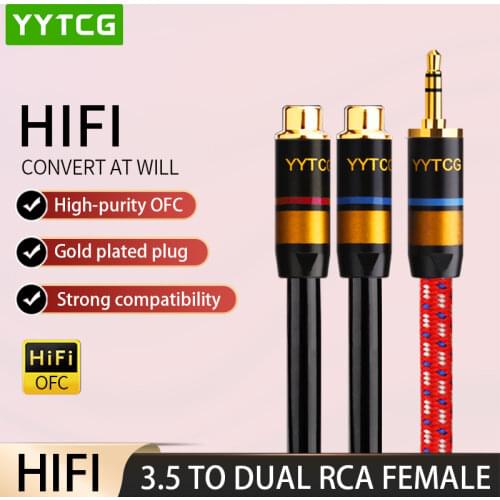 YYTCG 3.5mm Male to 2RCA Female Jack Stereo AUX Audio Cable Y Adapter for iPhone MP3 Tablet Computer Speaker 3.5 RCA Jack Cable