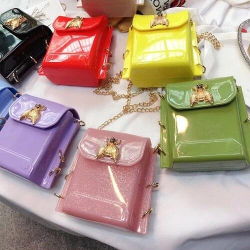 2020 Fashion Mini Bee PVC Jelly Bag for Women Candy Colors Flap Cover Chain Messenger Bag Lipstick Coin Femme Crossbody Bags