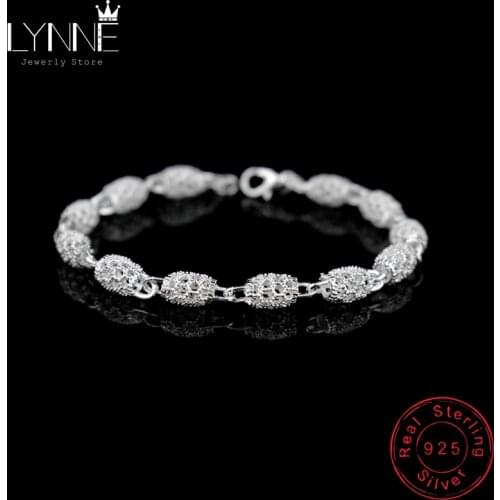 New Fashion 7mm Hollow Oval Charm Bracelet 925 Sterling Silver Bohemia Ethnic Style Rugby Chain Bracelet For Women Jewelry Gift