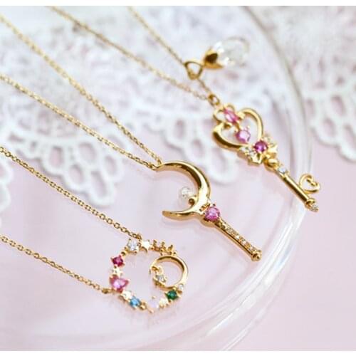 Anime Sailor Mooon 925 Sterling Silver Necklace Pendants For Women Sweater Necklace Cosplay Accessories Jewelry Gifts For Girls