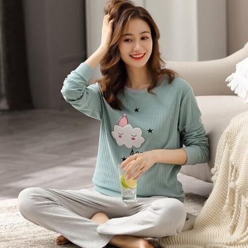 Winter 100% Cotton Pajamas Women Sweet Pink Sleepwear for Ladies Lovely Pijamas Mujer Home Clothes Pure Cotton Pyjama Femme PJs