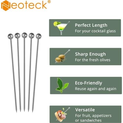 Neoteck 10pcs Stainless Steel Coffee Beverage Blender Stirring Cocktail Drink Bartender with Small Rectangular Paddle