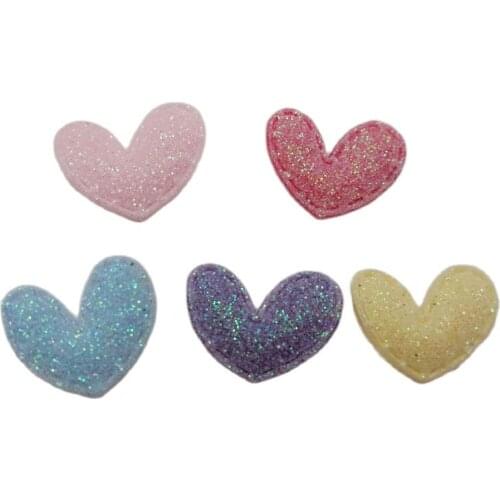 2CM sew on Glitter padded felt heart patches 100pcs heart felt patches garment accessories