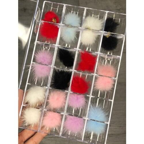 24Pcs/Box Detachable Magnet Pompoms Nail Art Charm Flurry Hairball Kit Polish Manicure DIY 3D POMP Accessories For Nails 2.7*2.7