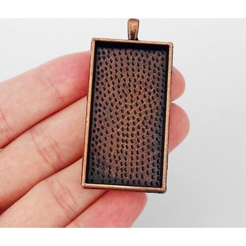 3PCS Antique Copper Rectangle Blank Tray Bezel Pendant Base Fit 48*24mm Cameo Settings Necklace DIY Jewelry Making Finding