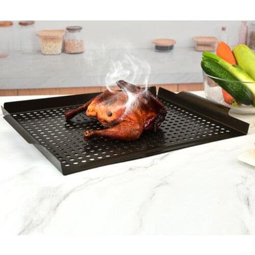 Grill Basket Nonstick Grill Topper with Holes BBQ Grill Tray Vegetable Grill Pans for Outdoor GrillWok Grill Accessories