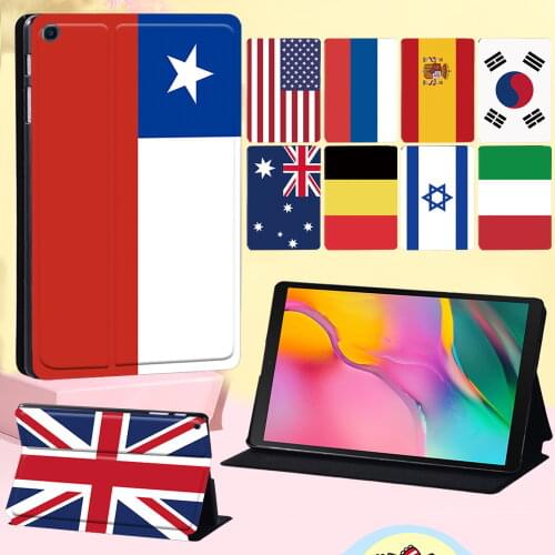 Cover Case for Samsung Galaxy Tab A 8.0 2019 T290 T295 Flag Pattern Leather Tablet Case High Quality Tablet Accessories + Pen