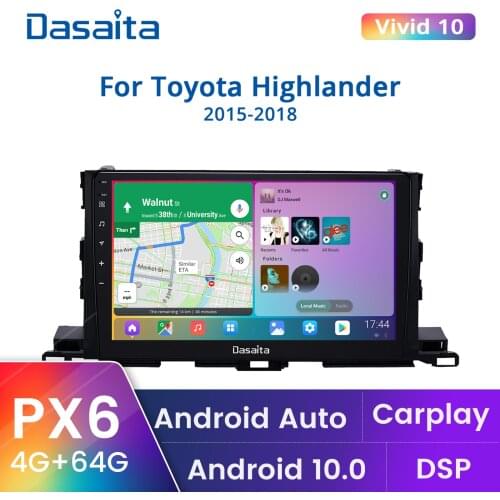 Dasaita 10.2" IPS Touch screen Android 10 Octo Core 4GB RAM Car Multimedia for Toyota Highlander 2015 2016 GPS Navigation MP3