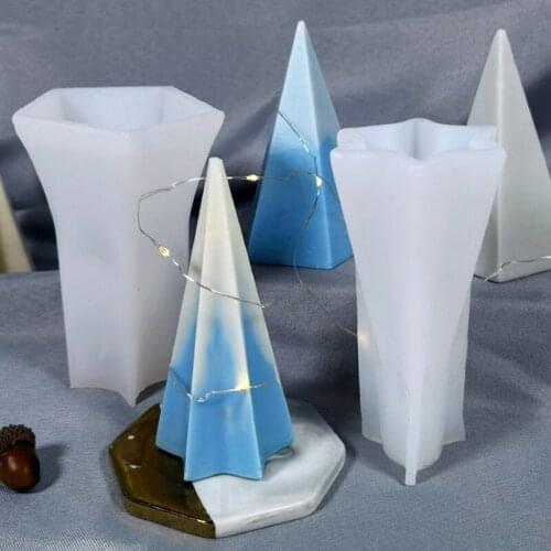 Resin Candle Mold Diy Handwork Hexagonal Cone Silicone Mold Pentagonal Cone Mold Flexible Transparent Clear Molds For Casting