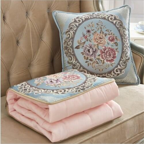 European style cotton quilt blanket portable folding square throw pillow home office air conditioning car quilt
