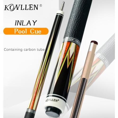 KONLLEN Cue 12.75mm Tip Billiards Carbon Tube Inside Technology Maple Shaft Hand inlay Butt Pool Cue 3/8*8 Radial Joint Stick