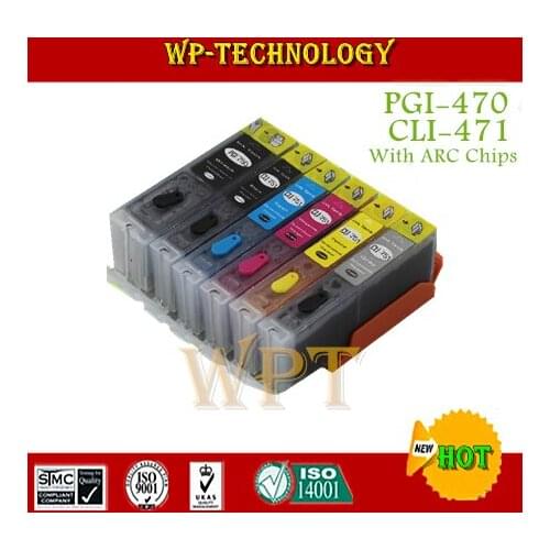 6PK Full Ink Refillable Ink cartridge suit for PGI 470 CLI 471 ,suit for Canon PIXMA MG5740 MG6840 MG7740 . with ARC Chips