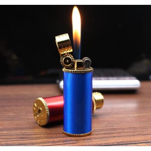 Creative Round Metal Lighter Inflatable Butane Lighter Cigarette Gas Lighter Windproof Lighter Smoking Accessories Gifts for Men