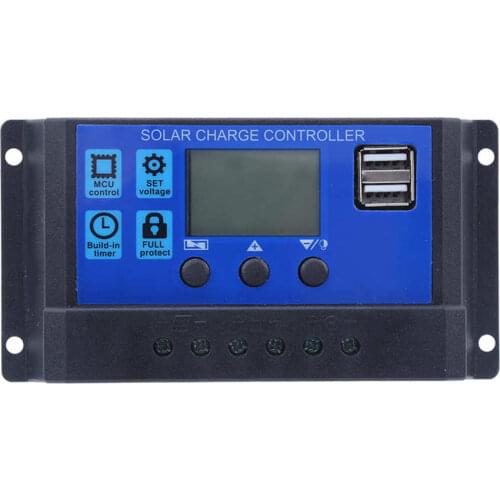 Micro switch interruptor Solar Panel Controller LCD Display Battery Charge Control Dual USB Output 12V/24V 20A toggle switch