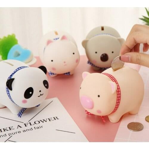 Cute Cartoon Animal Money Box Vinyl PVC Piggy Bank Portable Panda Bear Rabbit Piggy Bank For Children Decoration Craft