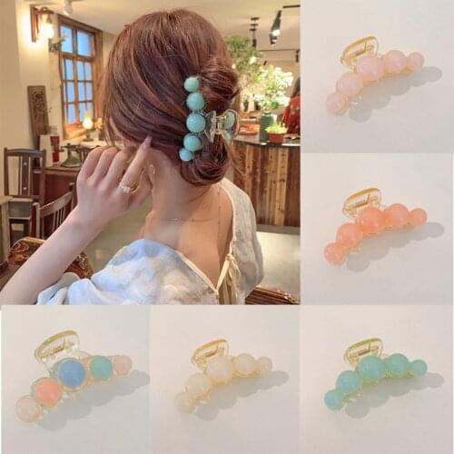 MueRaa Jelly Korean Style Big Size Hair Claws Pearls For Women Girls Elegant Ins Hair Clips Hair Accessories Acrylic Hairpins