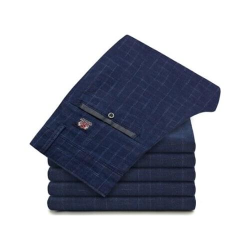 2019 Mens Plaid Formal Dress Pants Spring and Autumn Suit Pants Cotton Mens Slim Casual Trousers Business Wedding XL 28-36