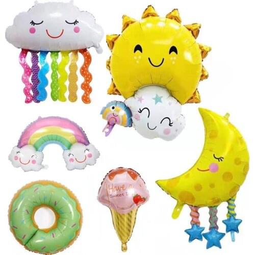 New Smile Rainbow Donut Aluminum Foil Balloon Happy Birthday Party Kindergarten Childrens Toy Decoration Baby Shower