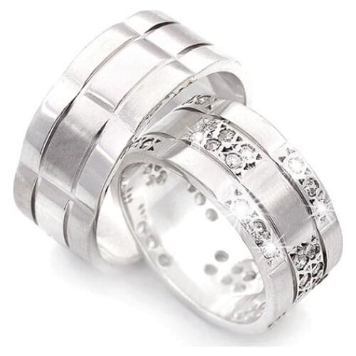 Couple Wedding Ring Sterling Silver 925 Woman And Man Luxury Jewelry Bands Fashion Engagement Anniversary Ancient Greek Model