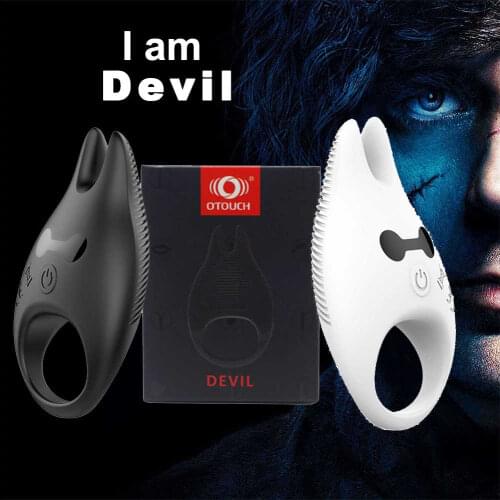 OTOUCH Devil Vibrating Erotic Penis Cock Ring Silicone Nipple Clamp Man Delayed Ejaculation Flirt Intimate Sex Toys For Couple