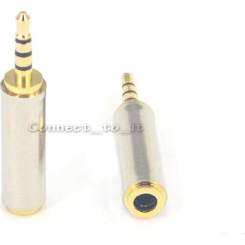 5pcs/lot) Sand nickel sraight 3.5mm female to 2.5 mm male 4 tracks stereo adaptor connector