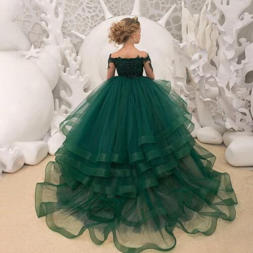 Boho Long A-line Chiffon Flower Girls Dresses For Weddings V Neck Lace Applique Little Kids Special Occasion Gowns for Girls