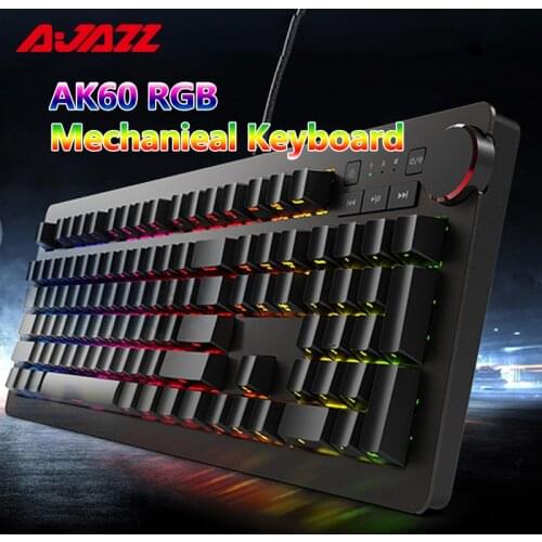 Ajazz AK60 Wired Game Mechanical Keyboard RGB 104 Keys USB LED Backlight Anti-Ghosting Ergonomic Black Switch for Tablet Desktop