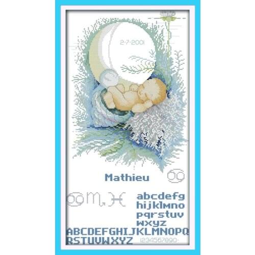 Joy Sunday Baby Moon Counted Cross Stitch Kits Cartoon 11CT14CT Cotton Thread Painting DIY Needlework Sets Home Decoration Kits