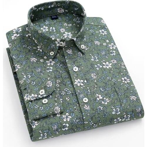 100% cotton mens printed casual shirt High-quality soft standard version Fashion Luxury Floral Oxford Shirt Mens