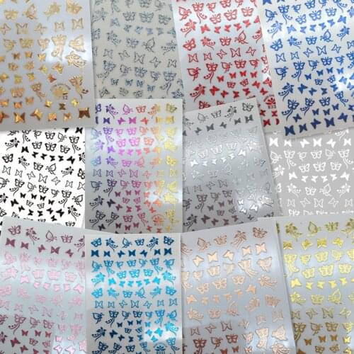 SUPER THIN SELF ADHESIVE 3D NAIL ART NAIL SLIDER STICKER FLOWER BUTTERFLY COLORFUL METALLIC R332-333