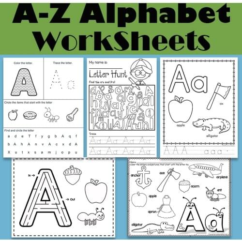 From-A-to-Z Alphabet 26 Letters Preschool Homework Workbook Baby Coloring ABC Books for Kids Learning English Worksheets