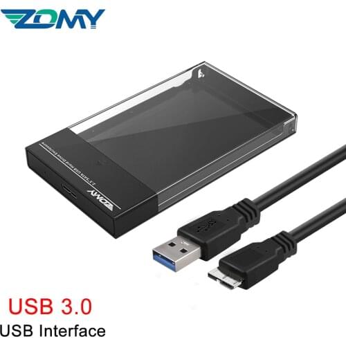 Zomy Black Portable HDD Enclosure 2.5'' SATA to USB 3.1 Transparent External Hard Drive Case Usb3.0 for Laptops Shell SSD Box