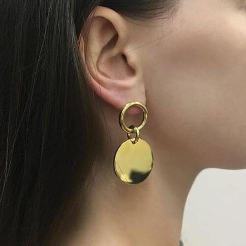 Korean Fashion Round Earring Women Aesthetic Drop Stud Hoop Earrings Fashion Jewelry Accessorie 2021 Kolczyki Aretes
