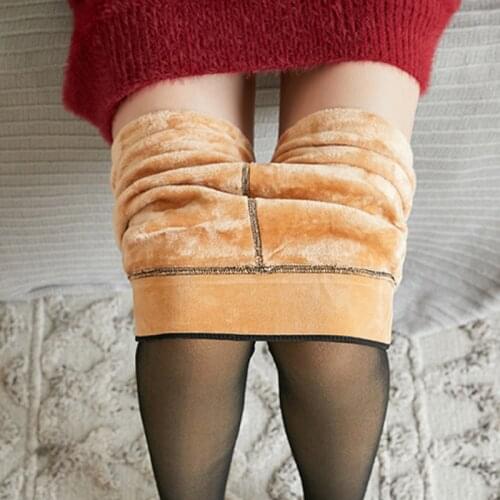 Women Fake Legs StockingsTranslucent Warm Fleece Pantyhose Thicken High Elasticity Slim Stretchy Winter Leg Wammer Hight Wasit