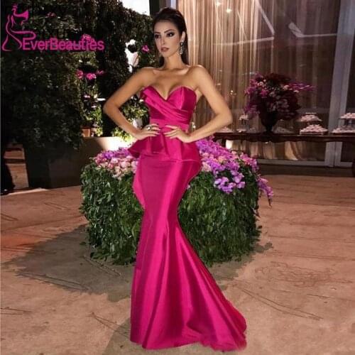 Mermaid Pink Evening Dresses 2020 Sweetheart Formal Zipper Back Prom Gowns Maid Of Honor Dress Long Robe De Soiree