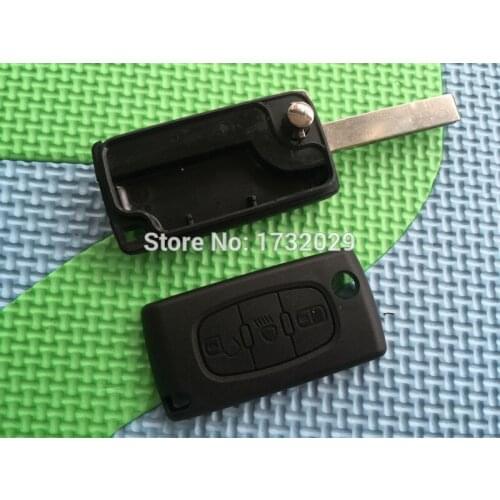 1Pcs New Replacement Key Shell For Citroen Light Symbol 3 Buttons Flip FOB Remote Case Uncut HU83 Blade No Logo Car Accessories