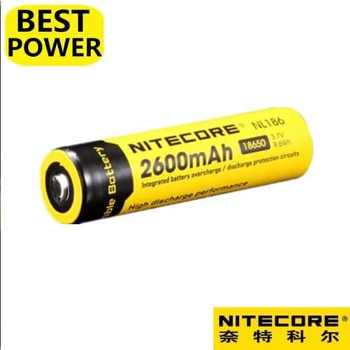 1 pcs Nitecore NL186 18650 2600mAh 3.7V 9.6Wh Rechargeable Li-on Battery high quality with protect