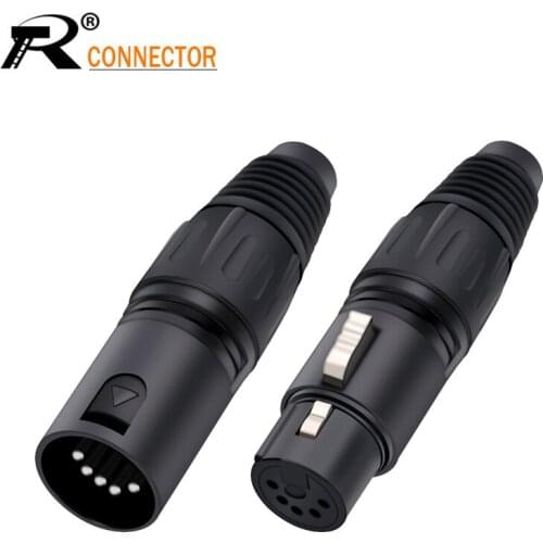 10pcs 5Pin XLR Audio Cable Connector 5Pin Male Plug MIC Snake Plug for Microphone Cable Electrical Adapter