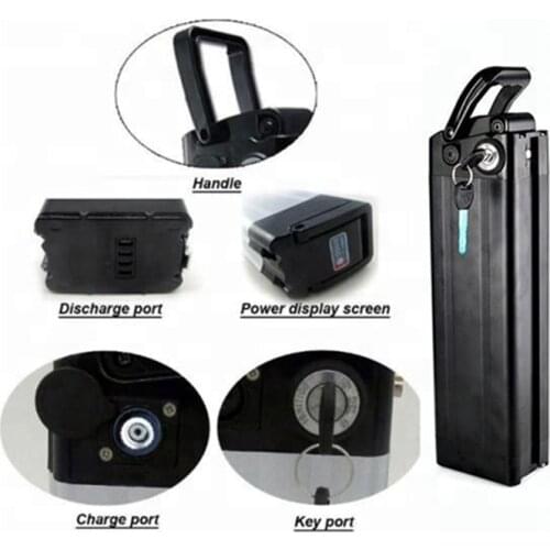 2020 hot 36V 48v 60v 15ah 17.5ah 18ah 20ah 25ah 30ah 35ah bottom discharge Silver Fish Electric bike Battery Pack with 5V USB