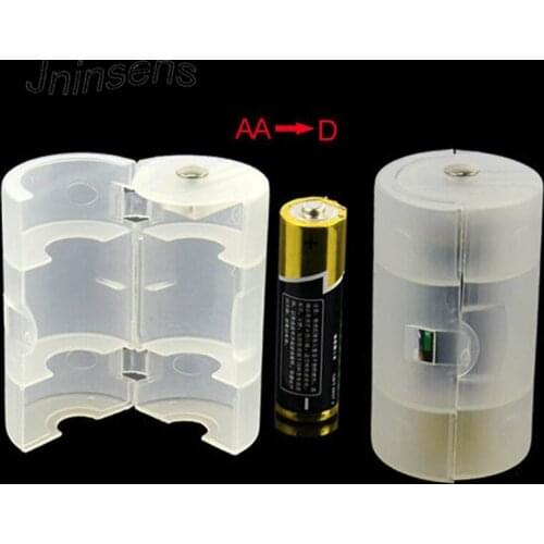 4Pcs/lot Transparent Plastic AA to D Size Cell Battery Conversion Adapter Switcher Converter Case Storage Box Wholesale