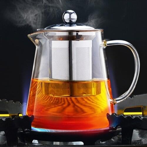 5Sizes Good Clear Borosilicate Glass Teapot With 304 Stainless Steel Infuser Strainer Heat Coffee Tea Pot Tool Kettle Set