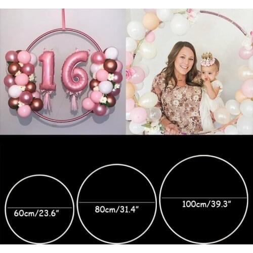 60/80/100cm Round Balloon Circle Hoops Balloon Wreath Arch Bow Decor Party Decorations for Baby Shower Wedding Birthday Decor