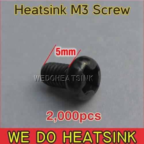 Free Shipping 2,000pcs Heatsink TO220 Radiator M3 Screw Black 5mm Length Carbon Steel Screws For TO-220