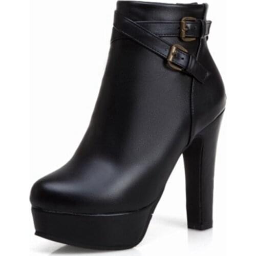 BLXQPYT Sales Super big size 34-50 Autumn Winter Anke Boots Womens Warm High Heels12cm Side Zipper Shoes woman quality 3001