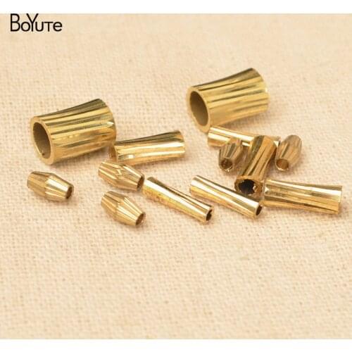 BoYuTe 100Pcs 3.5*6MM 3*10MM 4*10MM 7*10MM Metal Brass Tube Beads Spacer Loose Beads Hand Made Beaded Diy Jewelry Accessories