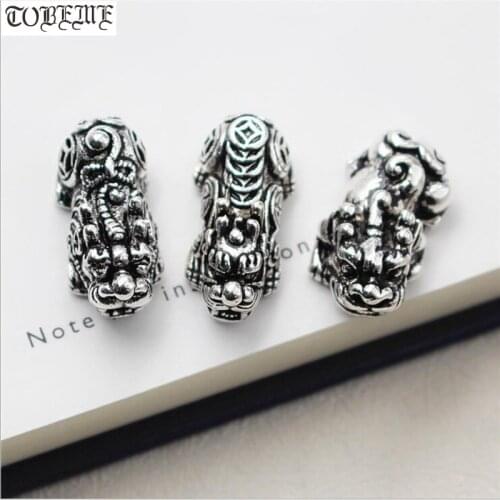 100% 925 Silver Pixiu Charm Sterling Fengshui Pixiu Beads Wealth Pixiu Beads Good Luck DIY Jewelry Findings Loose Beads