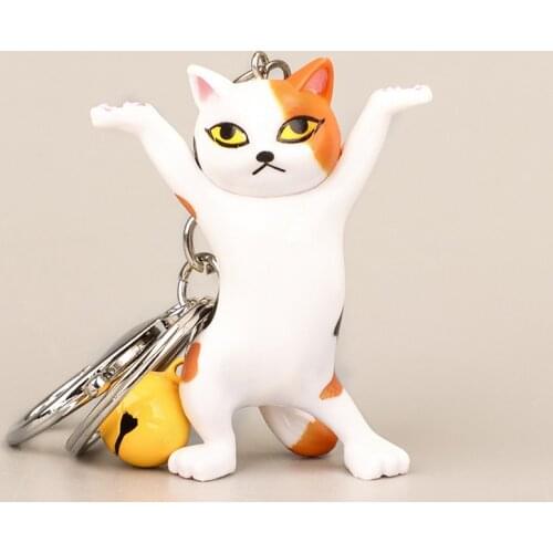 Childrens gift Keyring multi color standing dancing Cat Pendant ladys bag pendant accessories lovely animal keychain